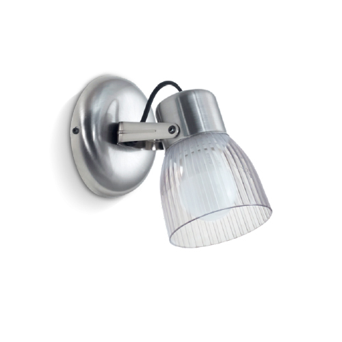 Aplique 1 luz E27 con base redonda y tulipa de policarbonato raye plata